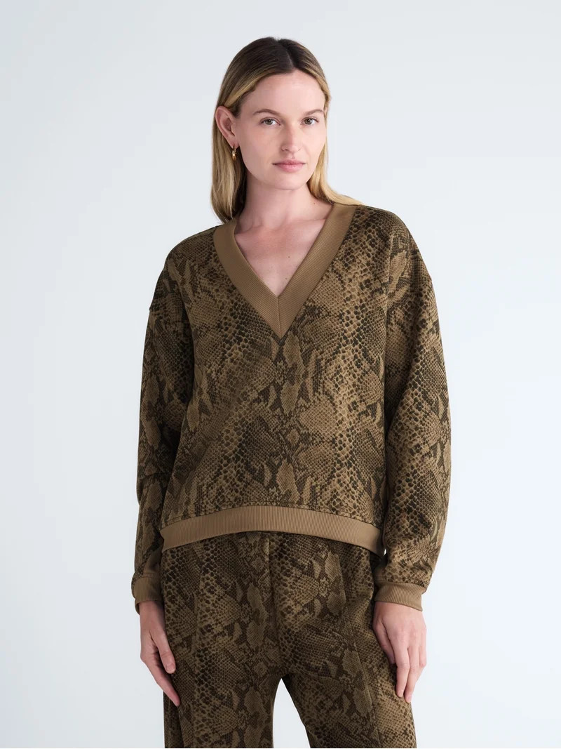 Scoop Women's and Women's Plus V-Neck Sweatshirt, Sizes XS-4X | Walmart (US)