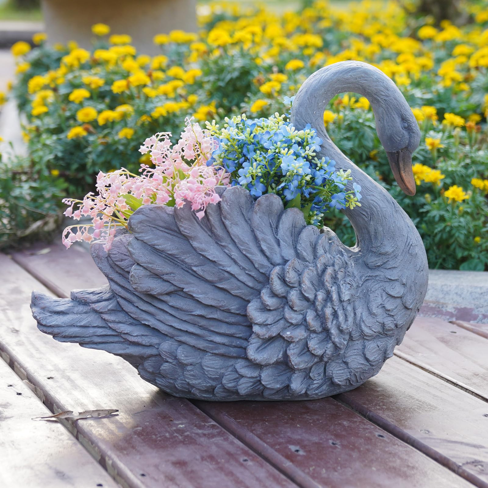 Unique Planters Swan Flower Pot Large – 18.5 Inch Planter Pots for Indoor Outdoor Concrete Fini... | Amazon (US)
