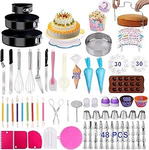 Cake Decorating Supplies Cake Decorating Kits 466 PCS Baking Set with Springform Cake Pans Set,Ca... | Amazon (US)