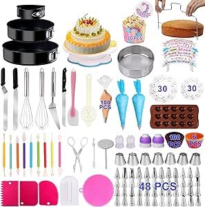 Cake Decorating Supplies Cake Decorating Kits 466 PCS Baking Set with Springform Cake Pans Set,Ca... | Amazon (US)