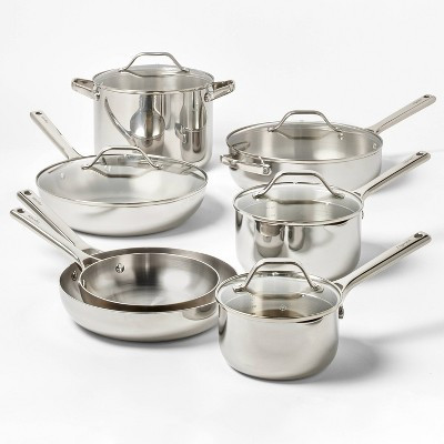 12pc Stainless Steel Cookware Set with 6pc Pan Protectors Silver - Figmint™ | Target