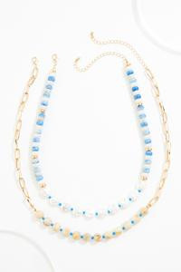 Cato Fashions | Cato Layered Blue Lucite Necklace | Cato Fashions
