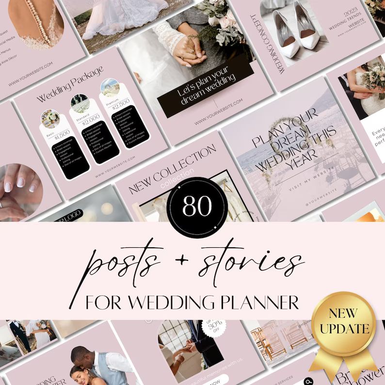80 Wedding Planner Instagram Templates Wedding Instagram Post Canva Templates for Social Media - ... | Etsy (US)