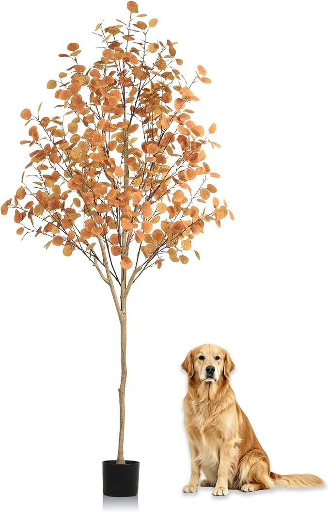 Artificial Eucalyptus Tree for Fall Decor, Fall Tree with Realistic Eucalyptus Leaves, Faux Eucal... | Amazon (US)