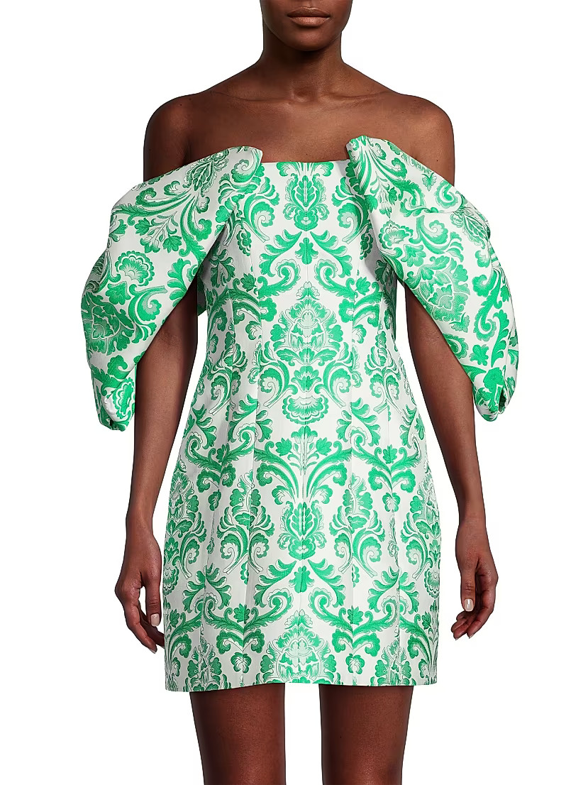 Luna Puff-Sleeve Bow Minidress | Saks Fifth Avenue