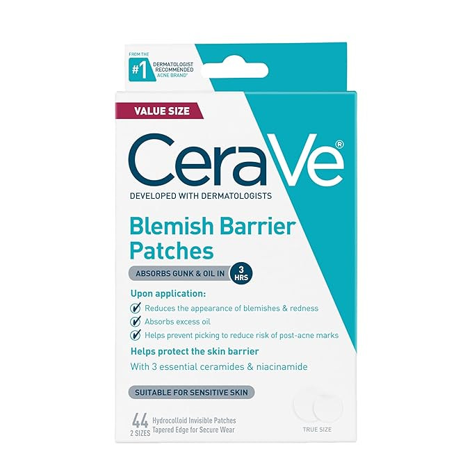 CeraVe Hydrocolloid Blemish Patches, Oil Absorbing Spot Control with Ceramides and Niacinamide, A... | Amazon (US)