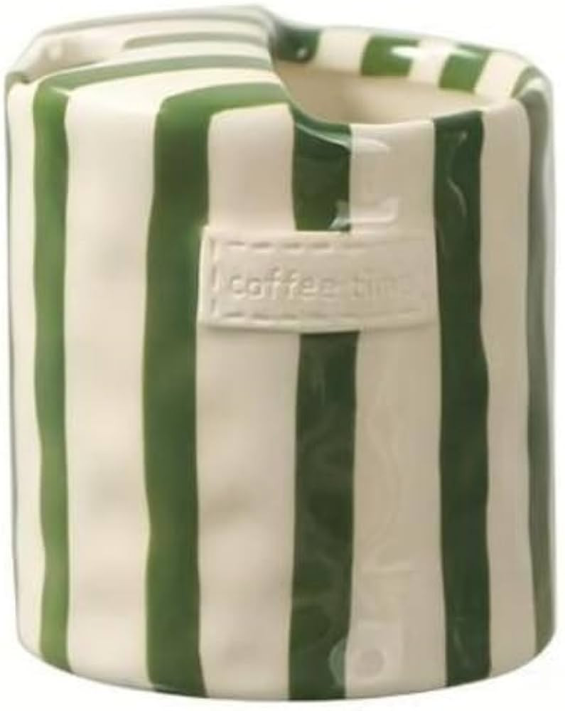 Retro Striped Hand-Painted Ceramic Mark Hand-Held Cup Heat-Resistant Non-Slip Double-Enjoy Cup fo... | Amazon (US)