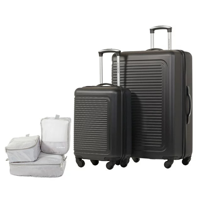 JETSTREAM 5pc Hardside Rolling Spinner Upright Set, 20" 28" Luggage Duo, 3pc Packing Cubes, Charc... | Walmart (US)