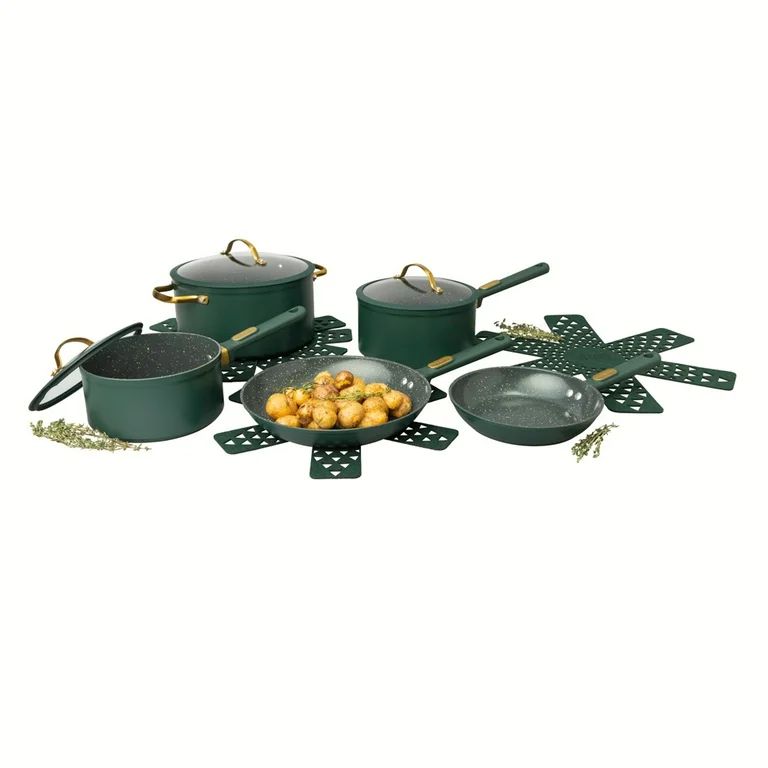 Thyme & Table 12-Piece Ceramic Non-Stick Cookware Set Granite Collection, Hunter Green | Walmart (US)
