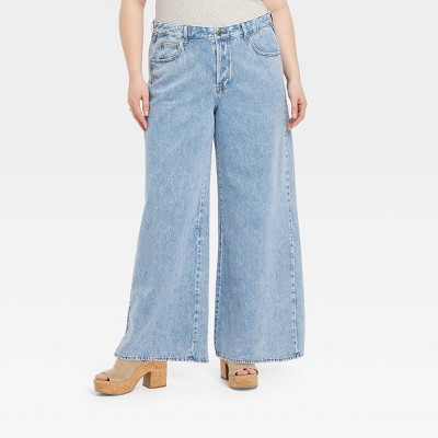 Women's Mid-Rise Super Wide Leg Jeans - Universal Thread™ Light Wash 17 | Target