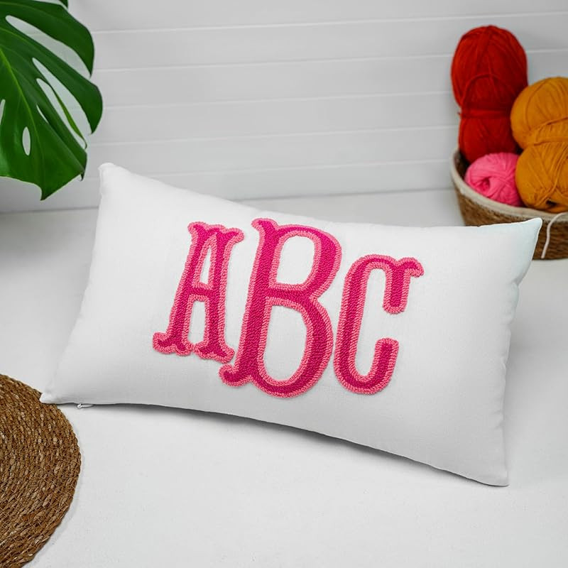 Monogrammed Pillow, Custom Wedding Gift Punch Needle Embroidered Pillow, Personalized Monogram Gi... | Amazon (US)