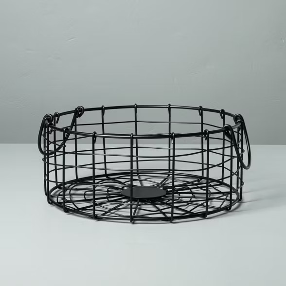 Round Wire Store Basket with Handles Black - Hearth & Hand™ with Magnolia | Target