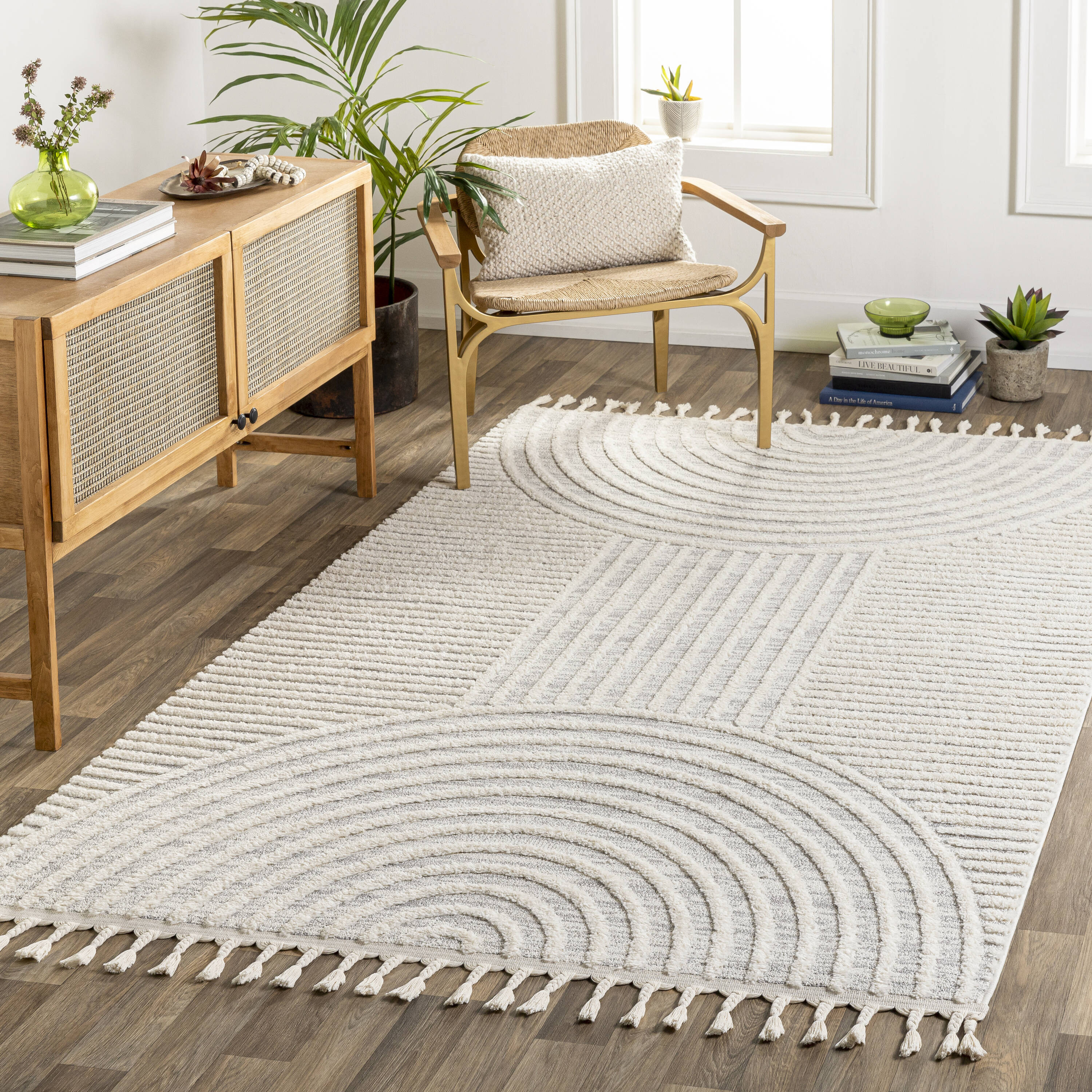 Livabliss Nora 4 x 6 (ft) Flatweave Medium Gray Rectangular Indoor Stripe Moroccan Pet Friendly Area rug | NOA2310-31157 | Lowe's