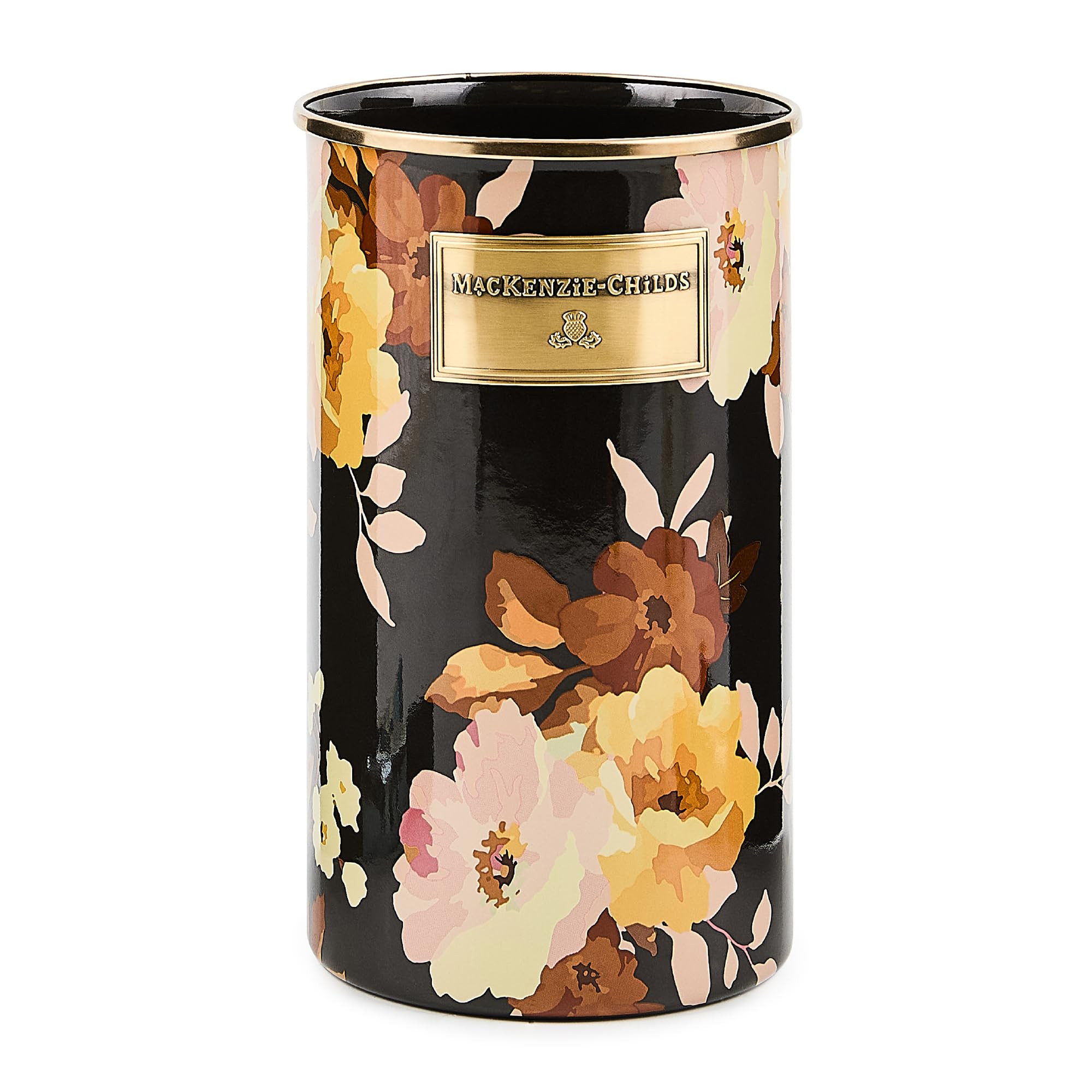 MACKENZIE-CHILDS Enamel Utensil Holder, Stylish Kitchen Countertop Organizer, Wild Rose Brown | Amazon (US)