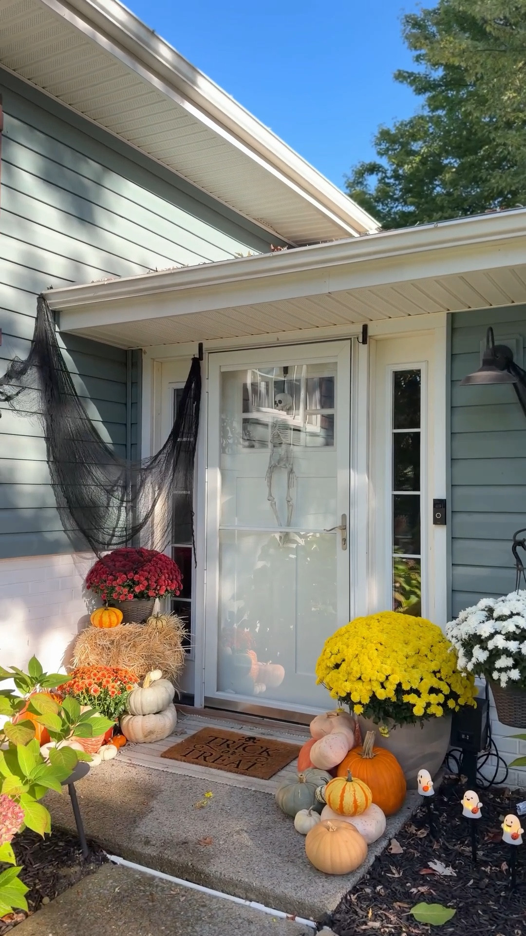 Spooky porch and our skeletons are finally done!!!!! Looove this set-up this year!!!! 🕷️🕸️💀🎃

Halloween porch, spiderwebs, spiders, 12ft skeleton, 12ft skeleton dog 

#LTKHome #LTKHalloween #LTKSeasonal