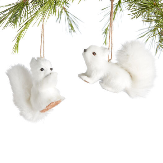 White Faux Fur Chipmunk Ornaments Set of 2 by World Market | World Market