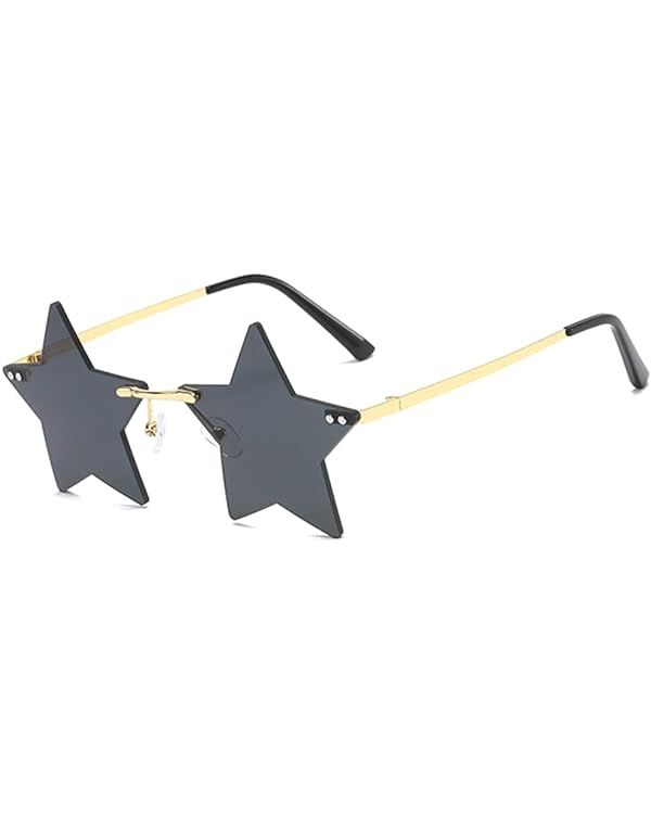 IKUVNA Rimless Star Shape Sunglasses for Women Men Party Streetwear Glasses Trendy Transparent Pe... | Amazon (US)