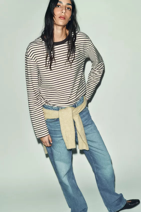 STRIPED LONG SLEEVE T-SHIRT | Zara US