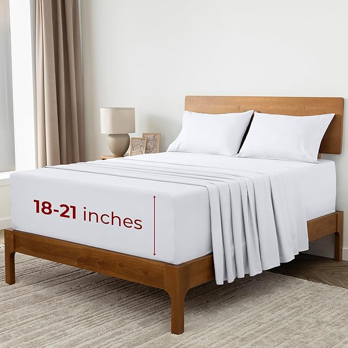 Mellanni Extra Deep King Sheets - 4 PC Iconic Collection Bedding - Hotel Luxury, Ultra Soft, Cool... | Amazon (US)