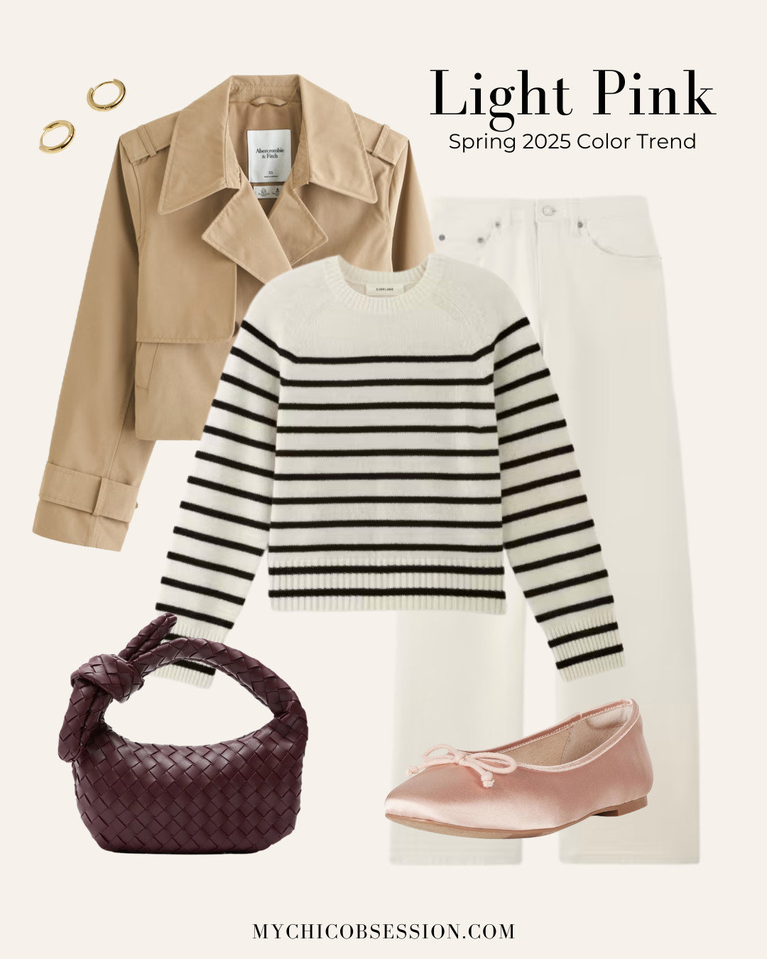 Add a pop of light pink to your spring capsule wardrobe outfits with a pair of ballet flats from The Drop. Pair them with classic staples like a burgundy woven handbag, a striped sweater, white jeans from Everlane, and a crop trench coat. 

 #LTKSeasonal #LTKStyleTip #LTKShoeCrush