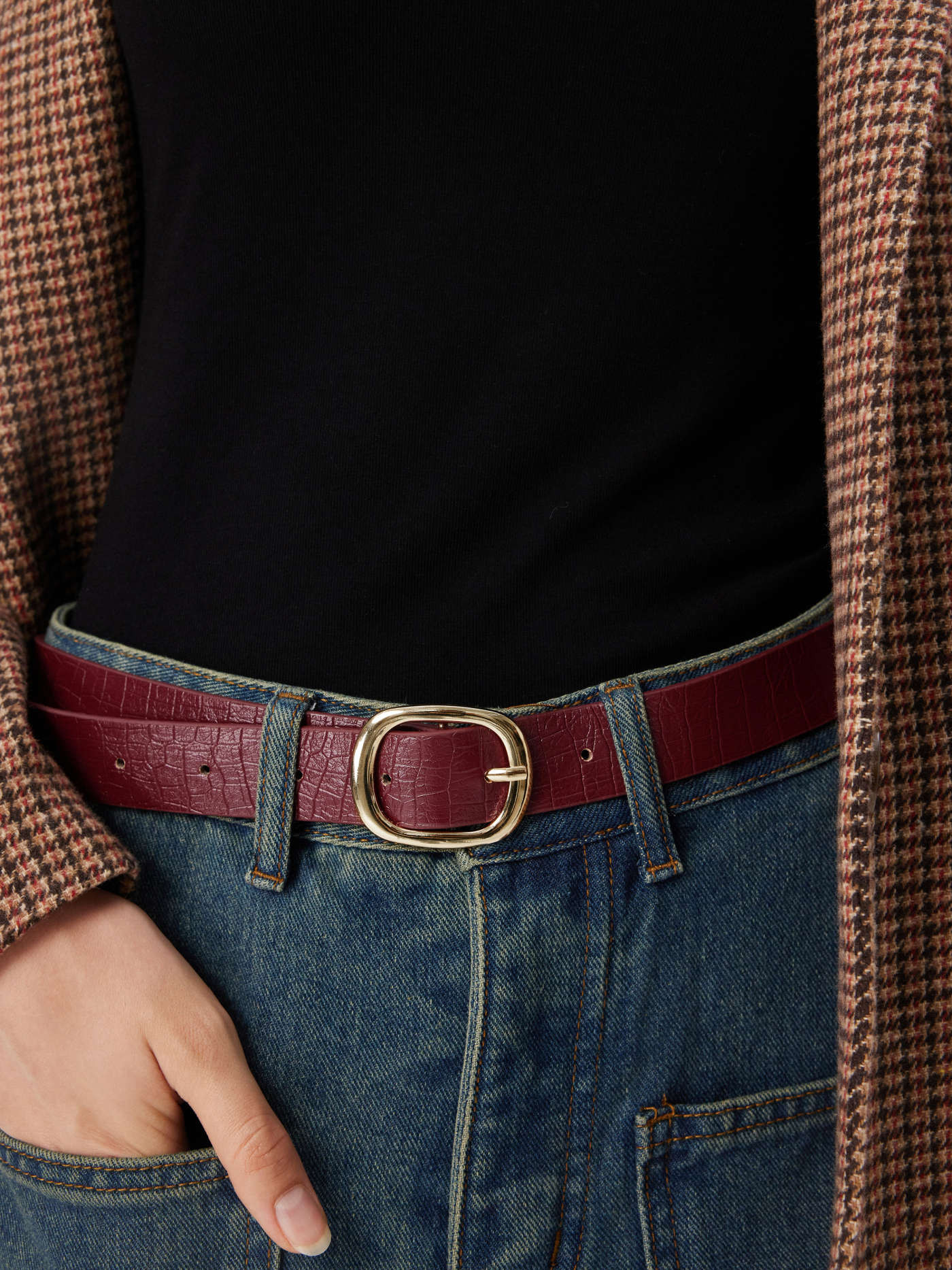 CROCODILE PRINT BUCKLE BELT | Cider