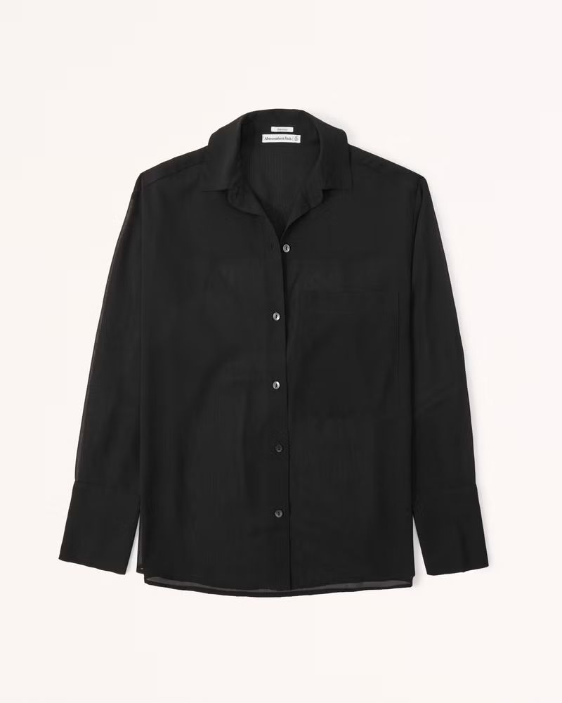 Women's Long-Sleeve Sheer Button-Up Shirt | Women's Up To 50% Off Select Styles | Abercrombie.com | Abercrombie & Fitch (US)
