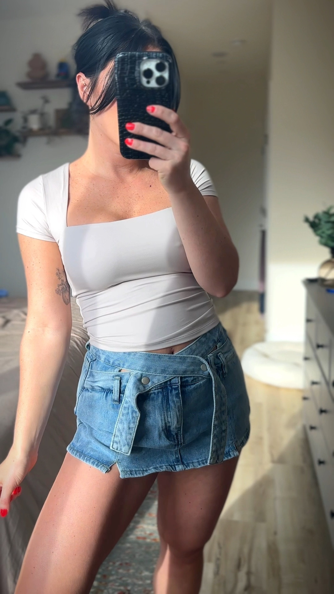 Spring outfit- Y2K vibe skirt- skirt with shorts underneath- outfit inspo - square neck short sleeved shirt- Amazon finds- Amazon fashion

#LTKfindsunder50 #LTKSeasonal #LTKstyletip