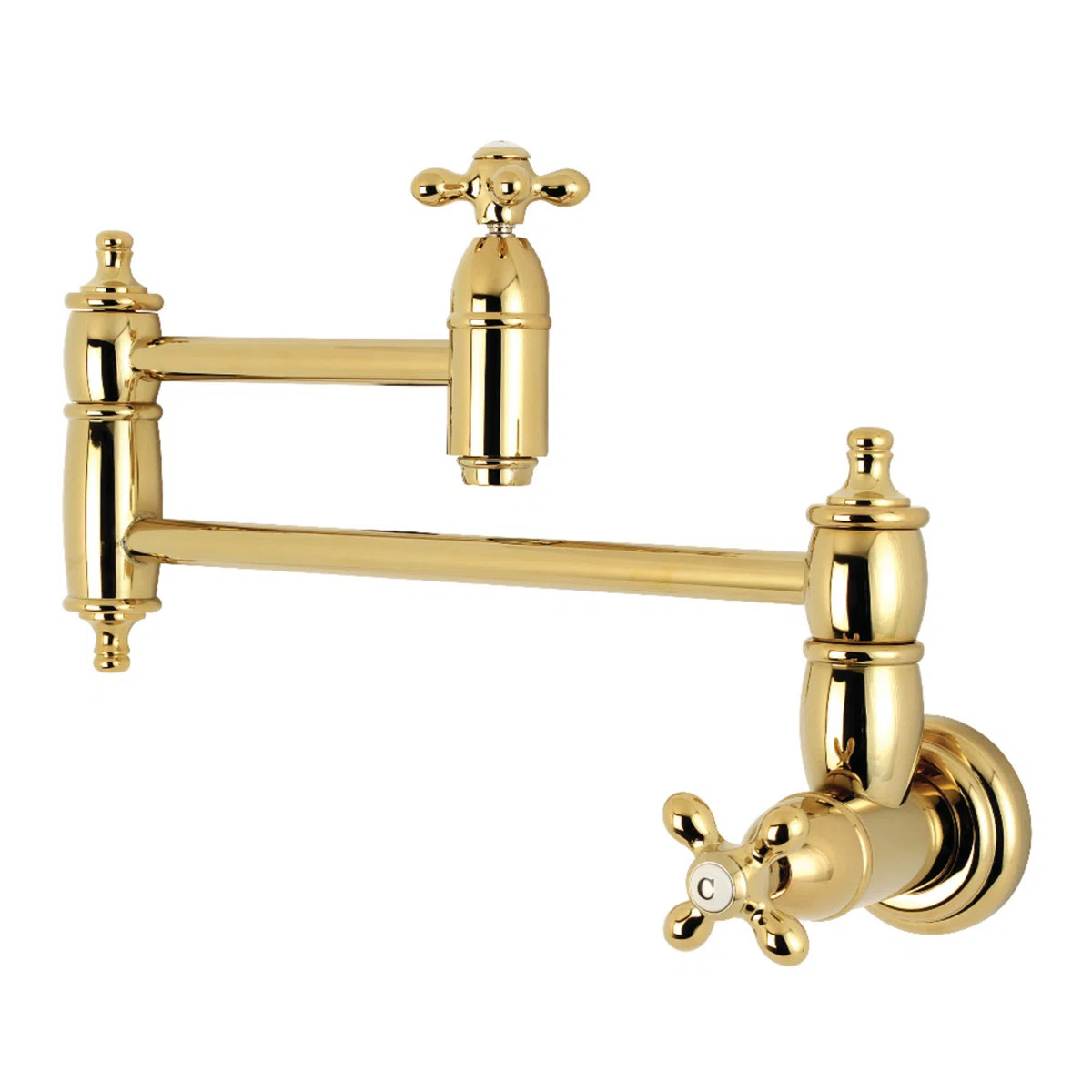 Kingston Brass Restoration Two-Handle 1-Hole Wall Mount Pot Filler Faucet KS3102AX | Wayfair North America