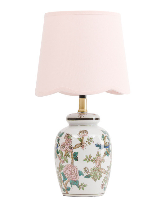 18in Floral Ceramic Pot Lamp With Scalloped Shade | TJ Maxx