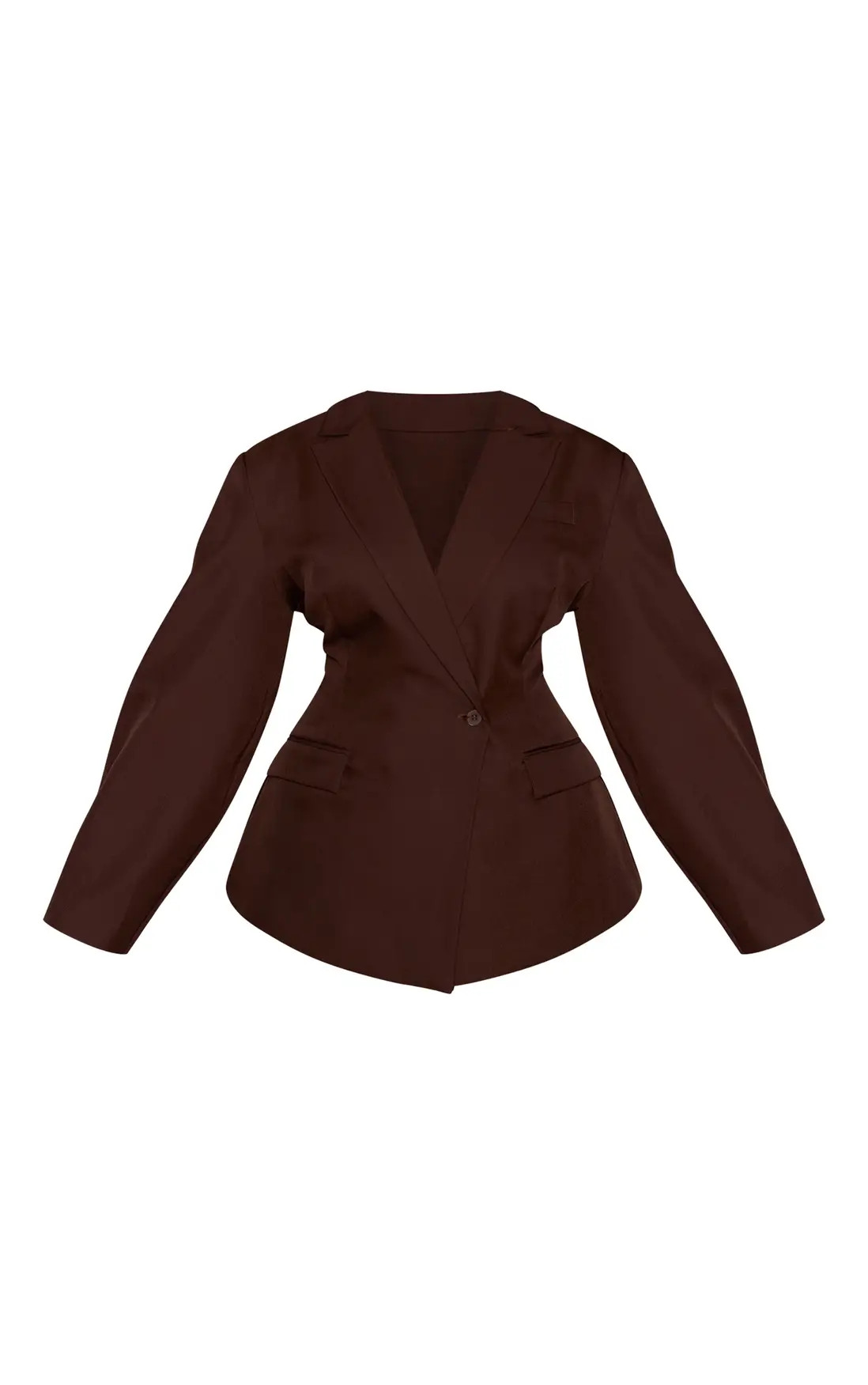 Jackets & Coats | Plus Brown Asymmetric Detail Cocoon Sleeve Blazer | PrettyLittleThing | PrettyLittleThing US
