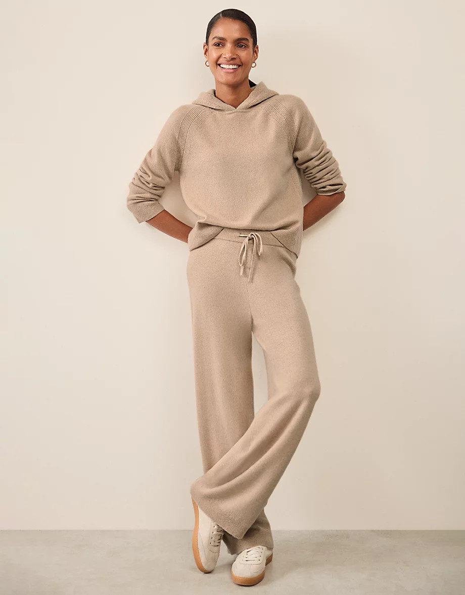 Cashmere Ribbed Detail Hoodie | The White Company UK & ROW