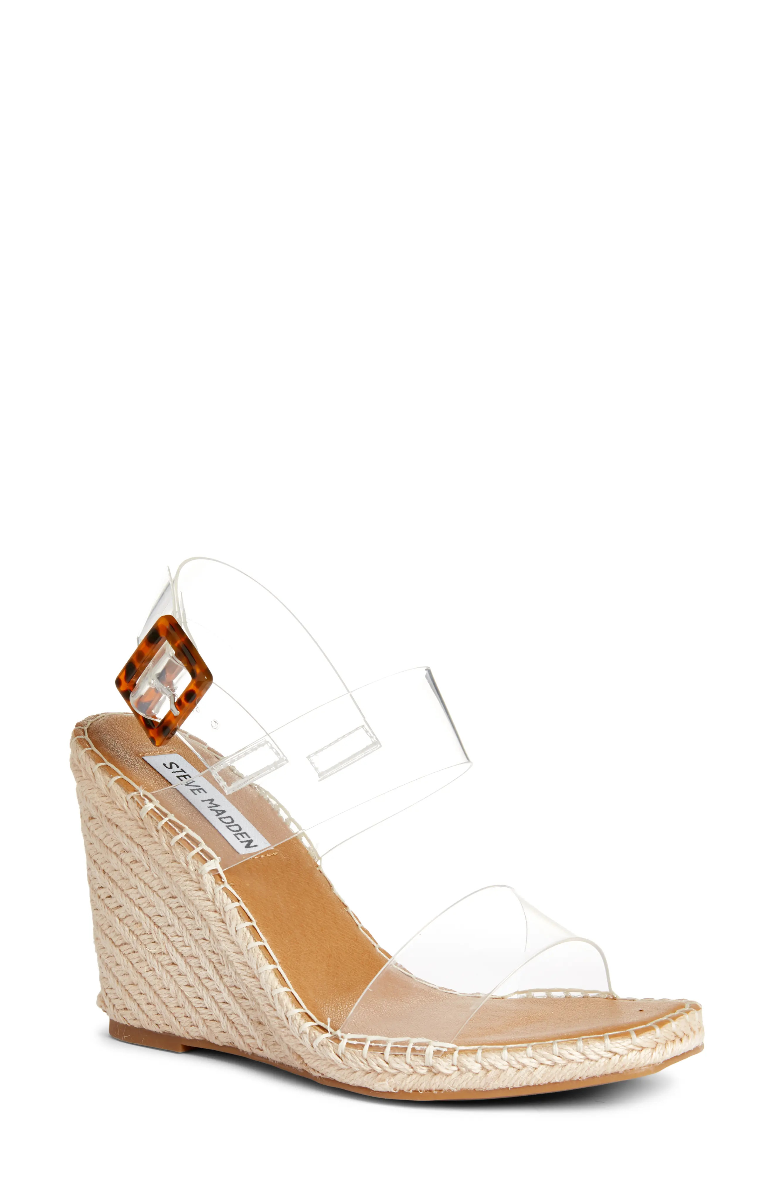 Steve Madden Uri Espadrille Wedge Sandal in Clear at Nordstrom, Size 7.5 | Nordstrom