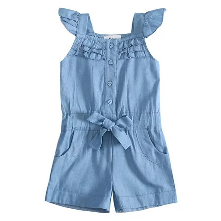 Toddler Kids Baby Girls Denim Jumpsuit Summer One Piece Sleeveless Romper Playsuit Shorts | Walmart (US)