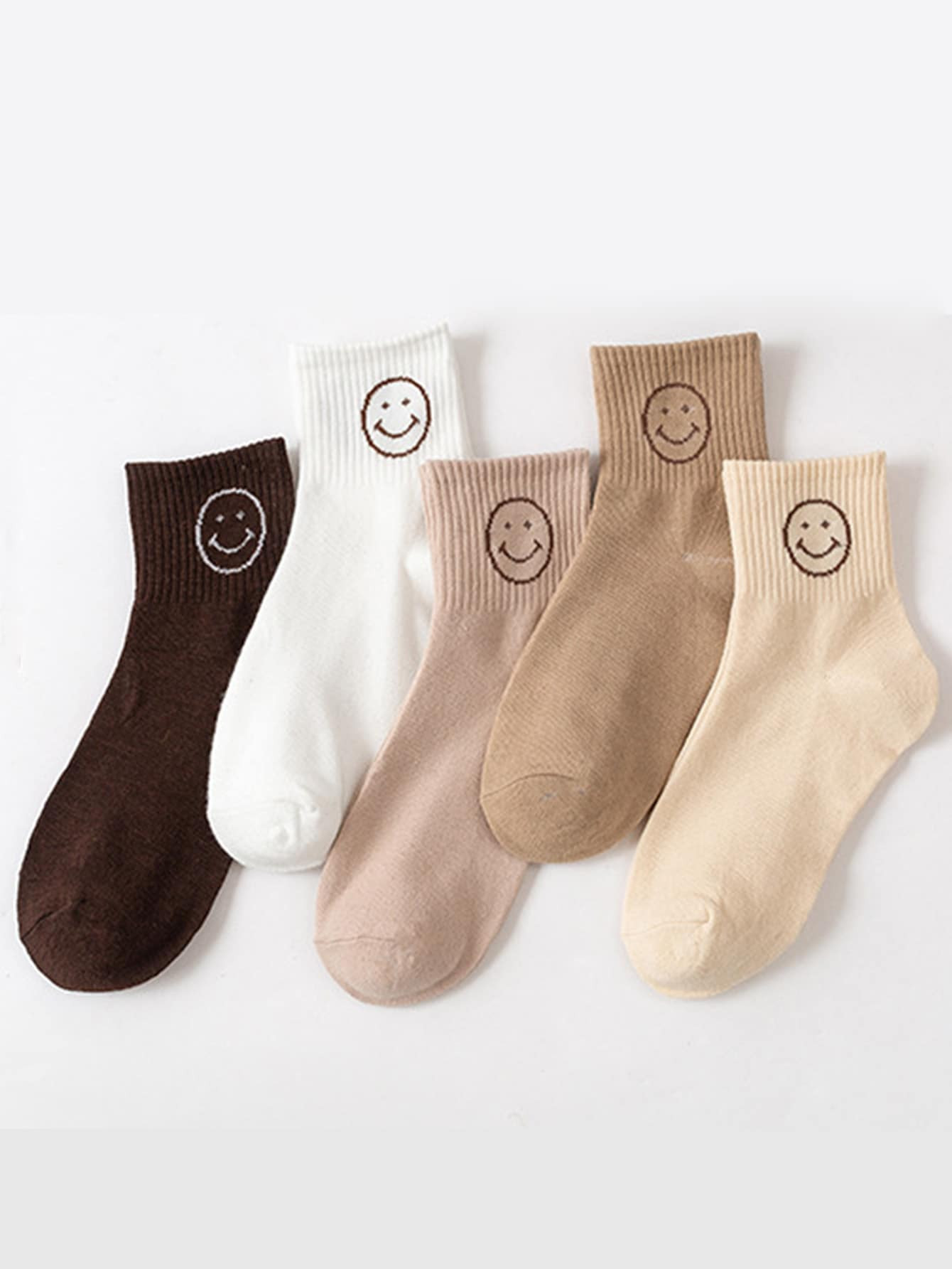 5pairs Men Expression Pattern Crew Socks | SHEIN