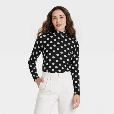 Women's Long Sleeve Mesh Turtleneck Blouse - A New Day™ | Target