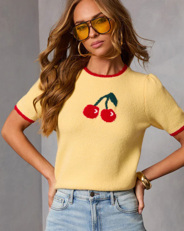 Sweetly Picked Intarsia Knit Cherry Sweater | VICI