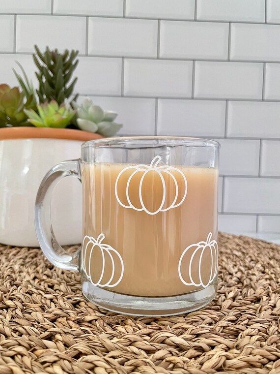 Pumpkin Glass Mug  Fall Mug  Glass Coffee Cup  Pumpkin - Etsy Canada | Etsy (CAD)
