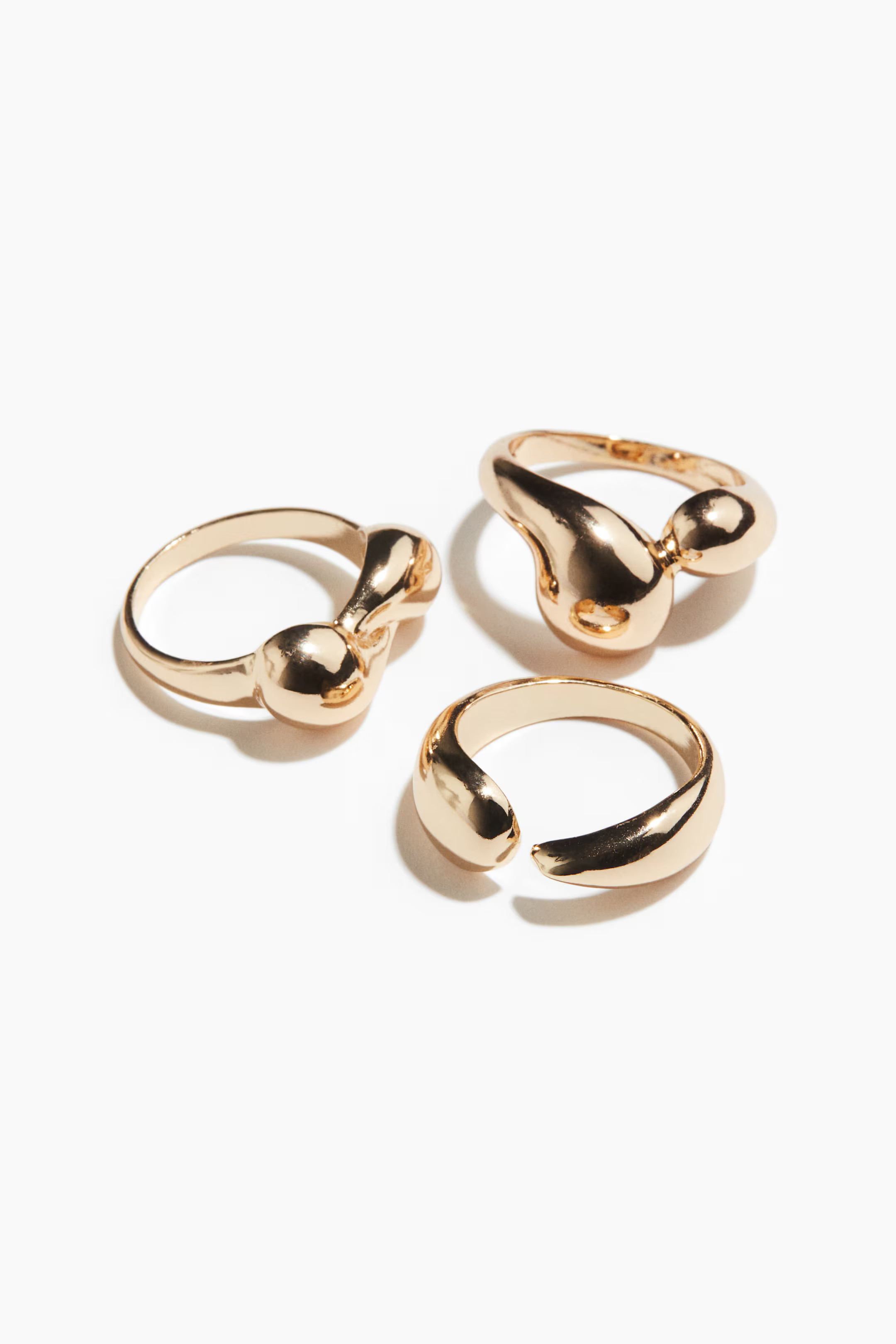 3-pack rings - Gold-coloured - Ladies | H&M GB | H&M (UK, MY, IN, SG, PH, TW, HK)