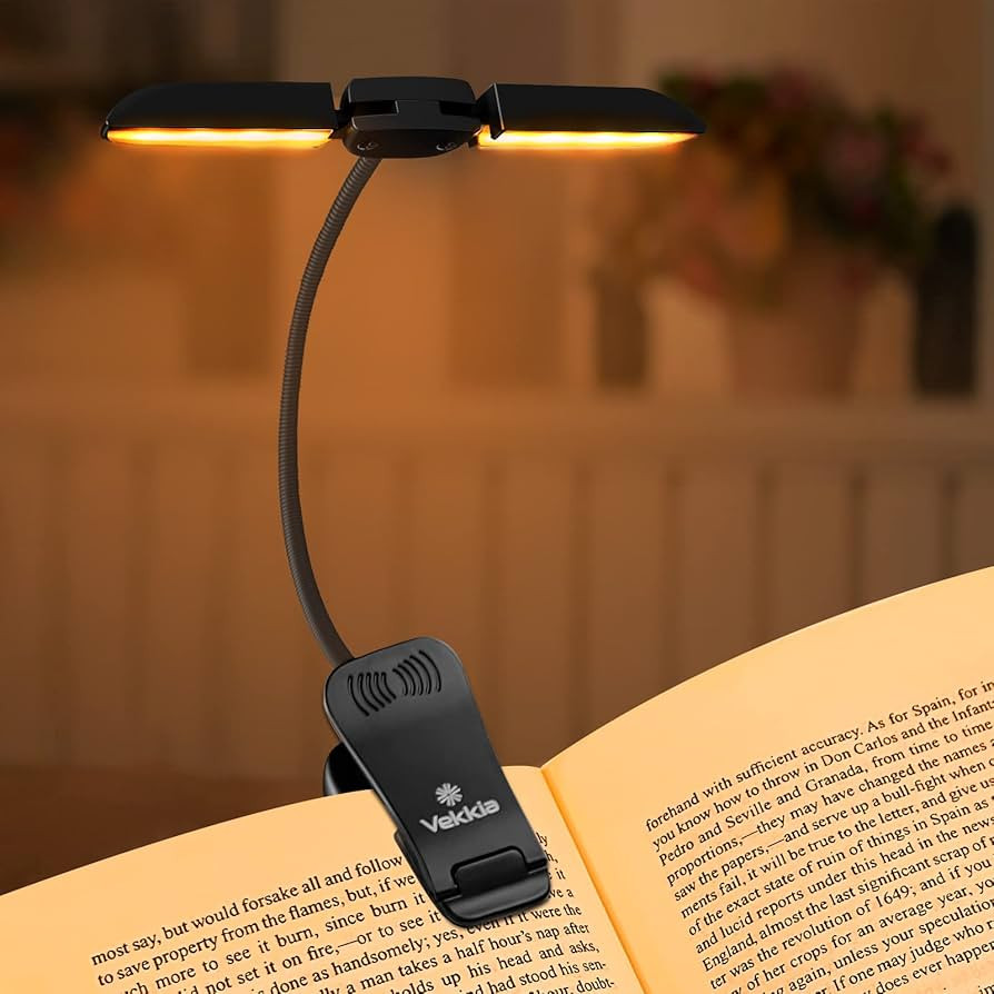 Vekkia Rechargeable 14 LED Amber Book Light for Reading in Bed, 180° Adjustable Clip on Light, E... | Amazon (US)