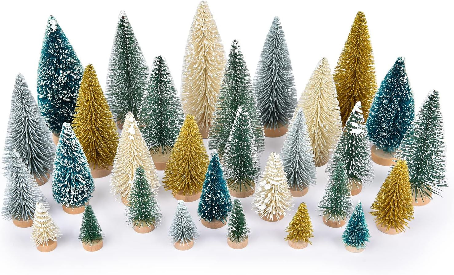 Lvydec 30 Pack Artificial Mini Christmas Trees Decoration, Colorful Mini Pine Tree with Wood Base... | Amazon (US)