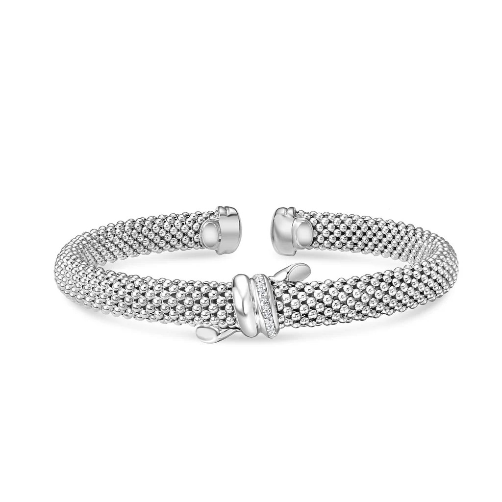 Silver & Diamond Popcorn Knot Cuff Bracelet | Phillip Gavriel