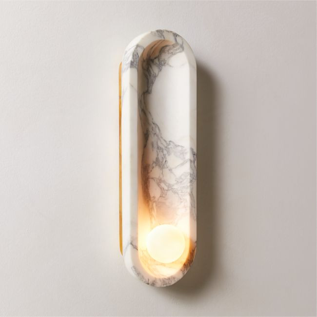Roxane White Marble Wall Sconce by goop | CB2