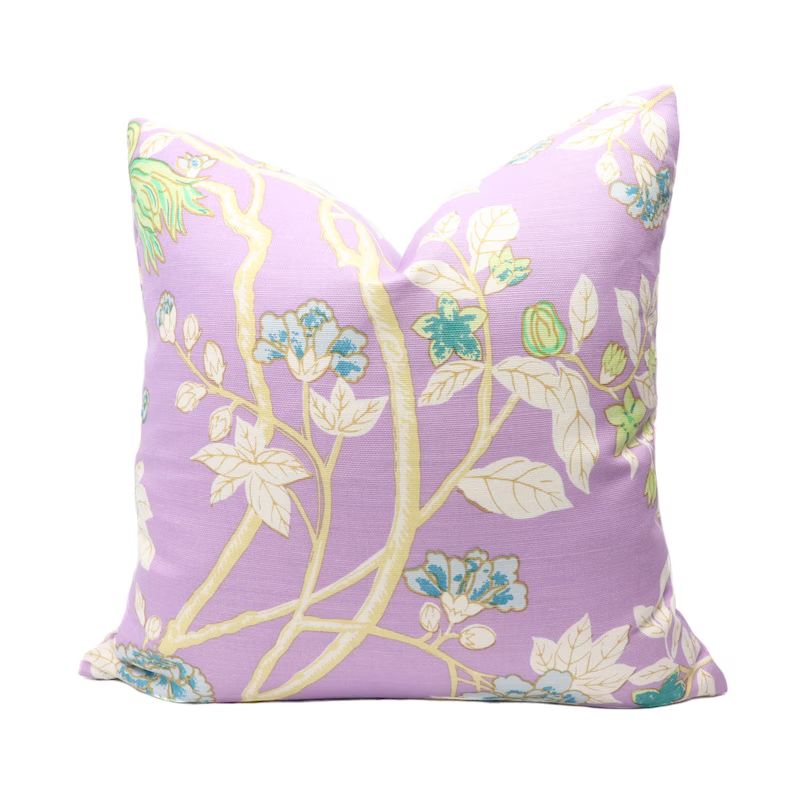 Quadrille Happy Garden pillow cover in Lavender on White 306064F // Designer pillow // High end p... | Etsy (US)