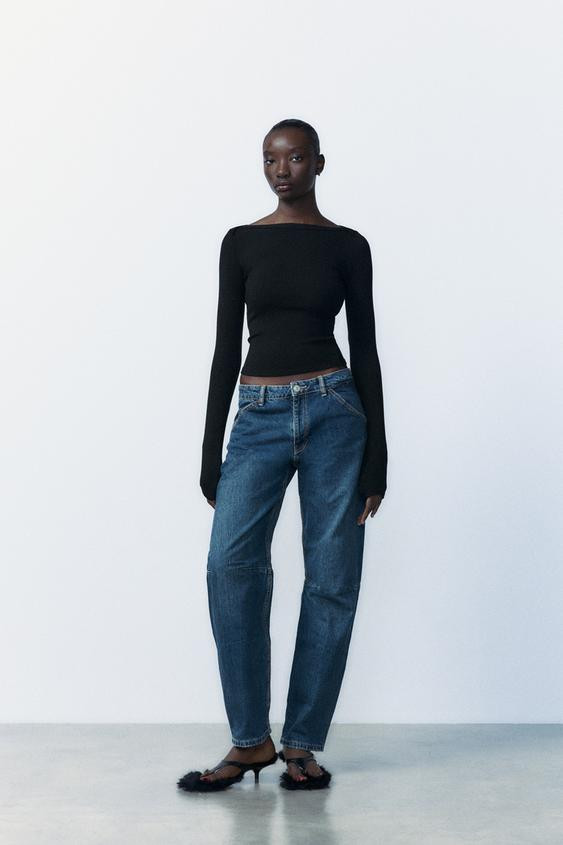 RIBBED BOAT NECK T-SHIRT | Zara UK