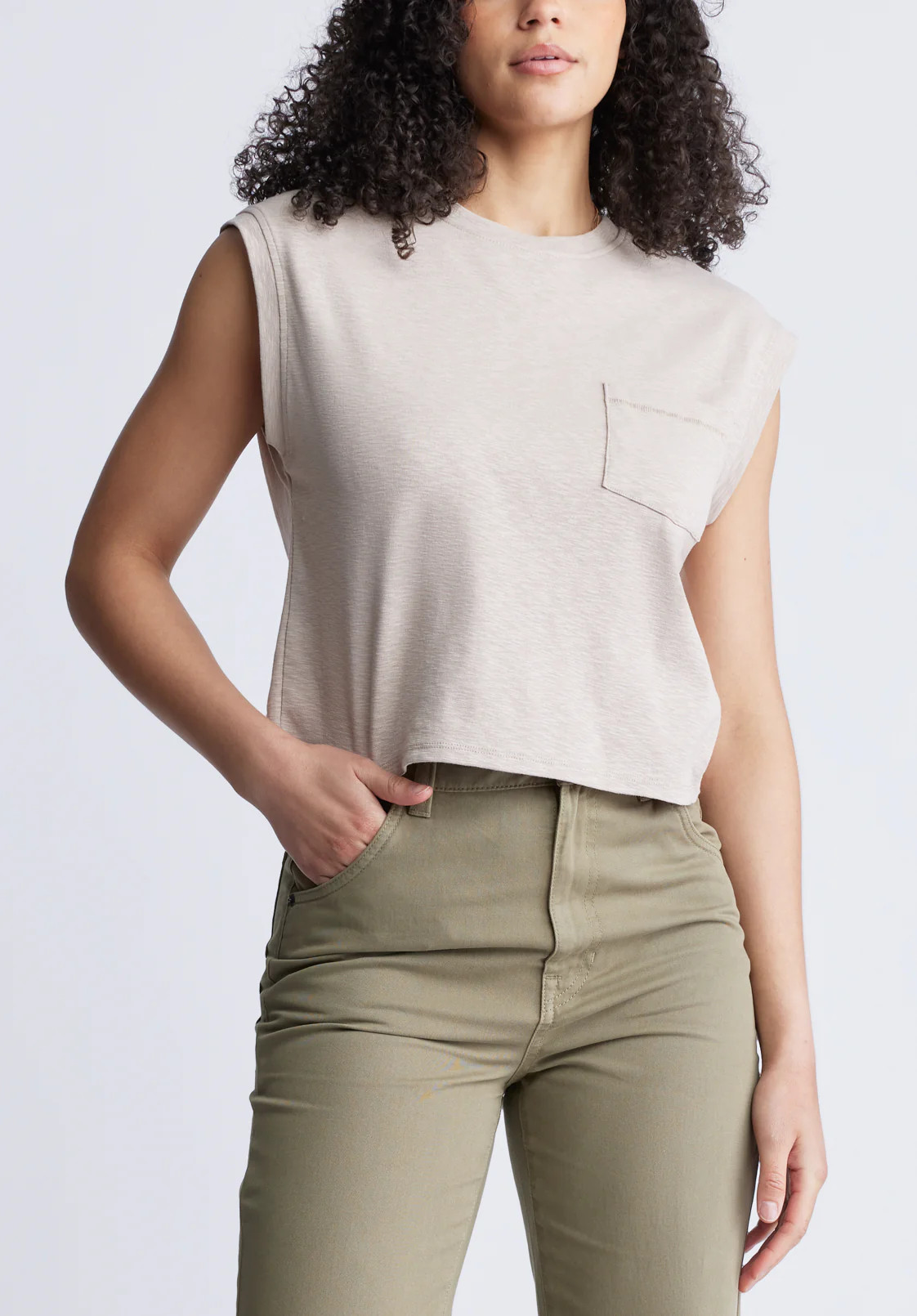 Amandine Women's Cap-Sleeve Crop Top, Tan - KT0149S | Buffalo David Bitton