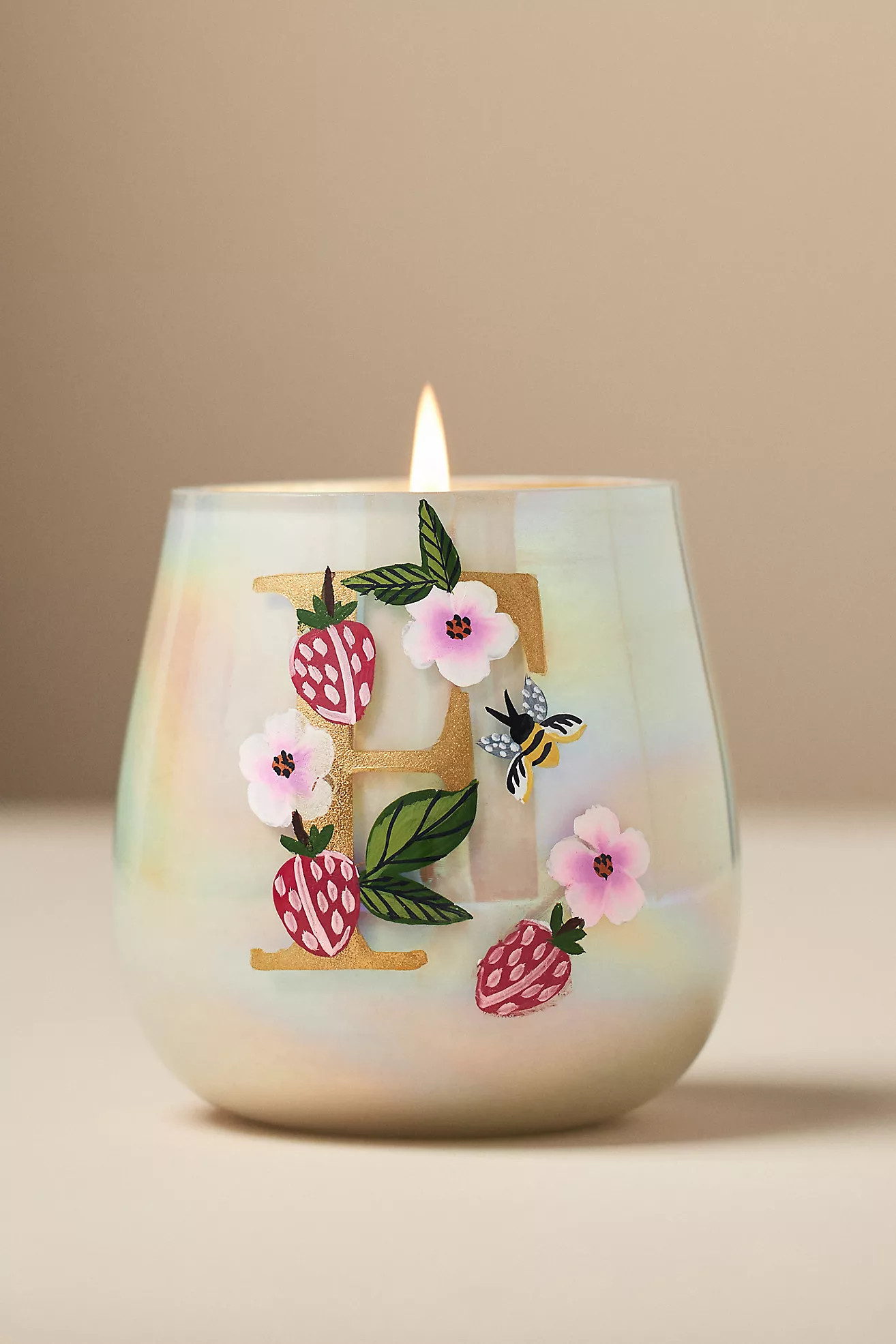 Fruity Monogram Floral Night Gardenia Glass Candle | Anthropologie (US)