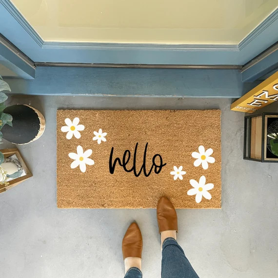 Daisy Doormat Spring Welcome Mats Front Door Decor Spring | Etsy | Etsy (US)