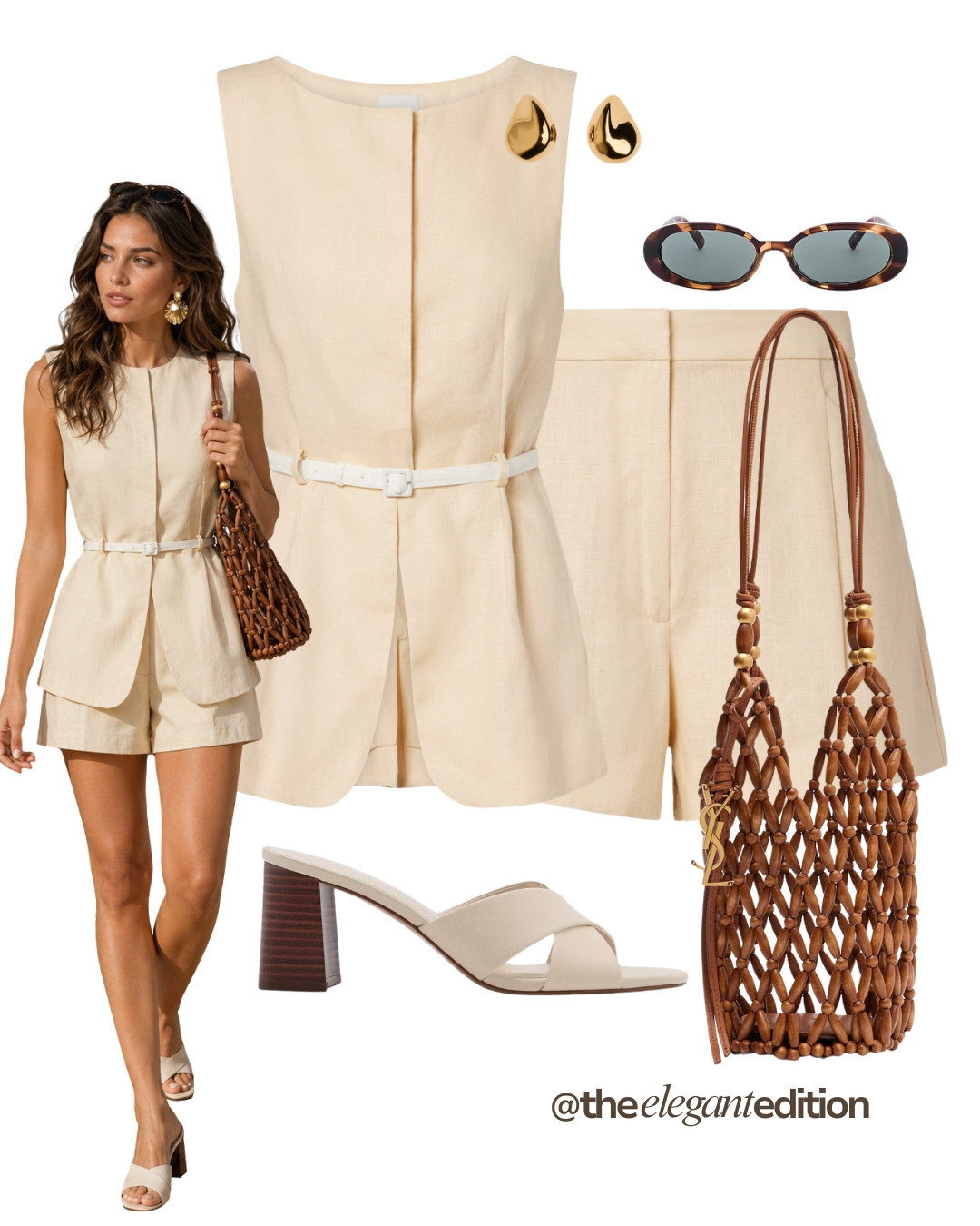 CREAM LINEN CO-ORD LOOK 🤍 — Belted linen top and matching shorts, YSL woven tote and block heel sandals. Effortless tailored elegance for summer.

#oldmoney #quietluxury #summeroutfit #linenoutfit

#LTKsummer #LTKstyletip #LTKeurope #LTKsummer #LTKstyletip