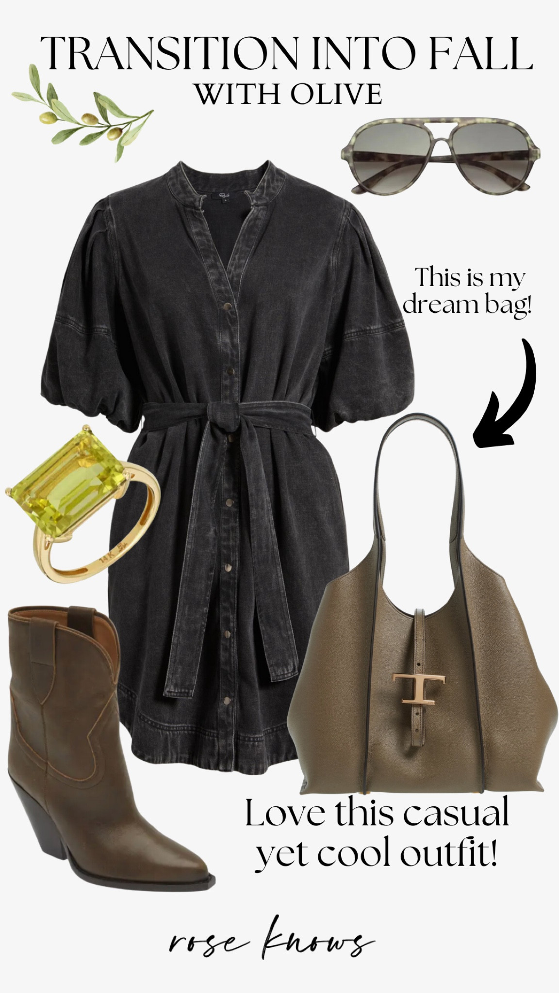 How cool
Are the sleeves on this dress?!! Available in a lighter denim as well. 
Dress bag - loving all the olive for fall! 

#LTKWorkwear #LTKOver40 #LTKNYFW