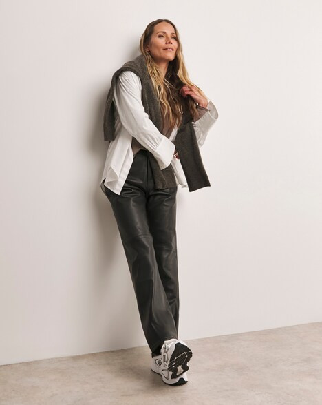 Anthology Black Leather Straight Leg Trouser | JD Williams (UK)